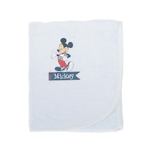 Özdilek Mickey Mouse Nakışlı Bambu Bebek Pelerin Mavi Lisanslı