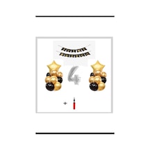4 Yaş - Gümüş Silver Folyo Balon Parti Seti + Balon Pompası Hediy