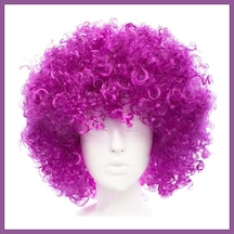 Bezos Koyu Mor Renk Violet Afro Bonus Saç Peruk Rengaren