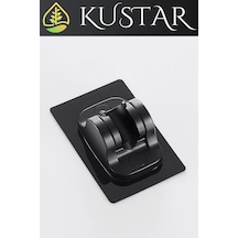 Kustar Siyah Kendinden Yapışkanlı 15 Kg Taşıyabilen Nano Duş Başlığı Askısı Mafsal Kolay Temiz Kurulum Siyah