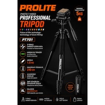 Professional Lighting Hidrolik Kafa Video Kamera Pr701 Tripod 5 Kg Taşıma Kapasite 210 Cm Dslr Fotoğraf Makinası Projeksiyon Dürbün Teleskop