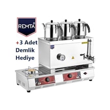 Remta 55 Model Gazlı (Ce) 3 Demlikli Çay Kazanı -33 Lt.+Demlik
