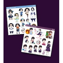 Demon Slayer-aoi Kanzaki-kanao Tsuyuri-parlak Kağıt -2li Sticker Set-telefon Süsleme Beyaz