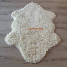 Yamalı Home Tavşan Tüyü Krem Post Halı 80 x 140 Cm
