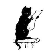 Folyo Sticker Gazete Okuyan Kedi 70cm Uzunluk Siyah