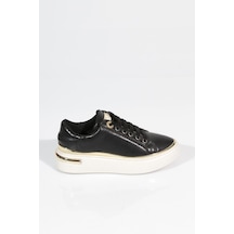 Dgn 2555 Kadin Sneakers Ayakkabi Siyah Beyaz Altın