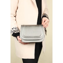 Dikişli Kapaklı Çapraz Çanta Platin - Platin