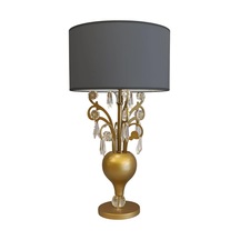 Rodli Taşlı Eskitme Gold Abajur Eskitme Altın