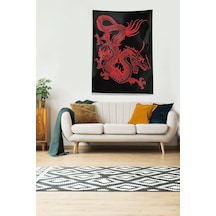 Pelangi Siyah Kırmızı Ejderha Leke Tutmaz Kadife Kumaş Duvar Örtüsü Duvar Halısı Tapestry Kwll364, 140 X 140 Diğer