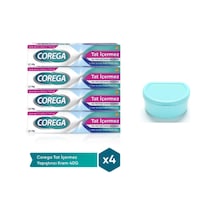 Tat Içermez Diş Protez Yapıştırıcı Krem 40 Gr X 4 Adet + Protez Diş Saklama Kutusu