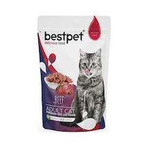 Bestpet Biftekli Jelly Pouch Yetişkin Kedi Yaş Maması 85 G