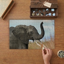 Yakın Çekim Fil Tasarımı 240 Parça Ahşap Puzzle Ahşap Kutuda Mpy20454