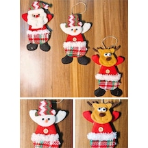 Peluş Aksesuar Çam Ağacı Süsü 3 Adet Tekstil Örme Orta Boy 17 X 11 Cm Yılbaşı Çam Ağacı Süsü Peluş 3