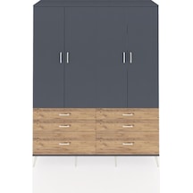 Hyperion Gardrop 8 Raflı 6 Çekmeceli 4 Kapaklı 176x44x221 Antrasit-antrasit/çam Antrasit/çam