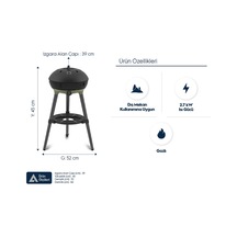 Cadac Carri Chef 40 Gazlı Barbekü - Chef Pan, Çantalı, Taşınabilir Piknik Mangalı, 40 Cm Izgara Alanı Siyah