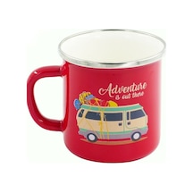 Retro Emaye Kupa Bardak Adventure 330 cc (Kırmızı) Kırmızı