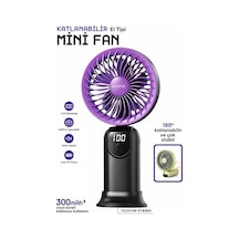 Exenar - Siyah - Şarjlı El Fanı 5 Kademeli Telefon Standlı Mini Vantilatör 300mah 180 Katlanabilir El Tipi Fan