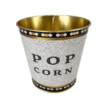 Metal Popcorn Kutusu - Patlamış Mısır Kovası 13.5 Cm, Mosaic Mosaic Popcorn Çok Renkli