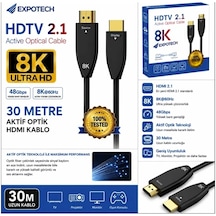 Expotech 8k Fiber Hdtv 2.1 Aktif Optik Hdmı Kablo 30 Metre 8k 60hz 48gbps Ultra Hd Ex-hd8k30