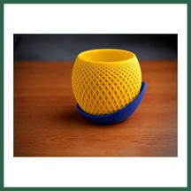 Bezos 3d Baskı Küre Saksı - Kafes Dokulu İki Parçalı Dekoratif Saksı - Sarı-mavi Bzs01 Standart 24941728