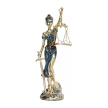 Themis Adalet Kadını Terazisi Heykeli Mavi Gold 24cm