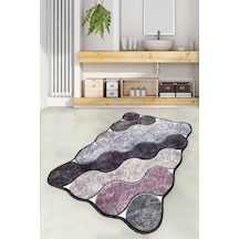 Circle Mor 70x120 cm Banyo Halısı DjtYıkanabilir Kaymaz Taban  Paspas Klozet Takımı