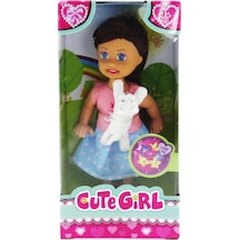 Cute Girl Beyaz Köpekli Ve Kumral Mini Bebek