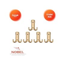 Kare Askı, Metal Vestiyer Askısı, Altin, Duvar Ve Dolap Askılığı 5'li Set Vidalı Altın