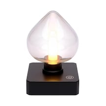 Ledx Yqx-anl95-b03 Amber Renkli Alev Efektli Dokunmatik Masa Lambası 800mah Şarjlı Şeffaf Kalpli Belirtilmemis