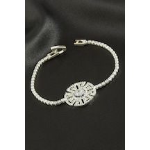 Nazar Zirkon Taşlı Çocuk Bileklik 16 Cm - Gümüş Rengi N162 33843902