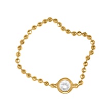 Kuyumcudukkani Taşlı Top Zincir Yüzük-10395-r-w Rose Gold