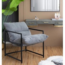 Sller Modern Metal İskeletli Portatif Berjer 70x67x63 Cm Vida Montajlı Şık Ve Konforlu Oturma Koltuğu Gri