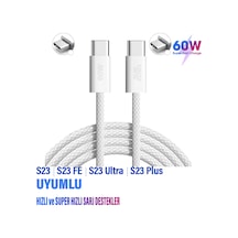 Samsung Uyumlu S23 - S23 Fe - S23 Ultra - S23 Plus Şarj Kablosu Type-c Hızlı Şarj