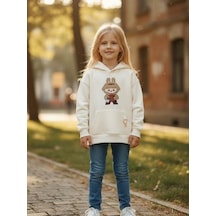 Kız Çocuk Kapüşonlu Karakter Baskılı Anahtarlıklı Sweatshirt-16325 Ekru Kız Çocuk Kapüşonlu Karakter Baskılı Anahtarlıklı Sweatshirt-16325 Ekru
