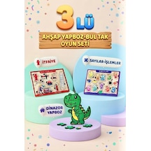 Eğitici Öğterici Ve Eğlenceli 3'lü Ahşap Hikayeli Yapboz Ve Bul-tak Oyun Seti Takımı