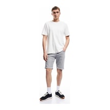 Koton Normal Bel Pamuklu Slim Fit Jean Şort Gri 5sam40132nd Gri