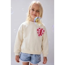 La Ciel Paris Kız Çocuk Kalp Detaylı Sweatshirt Krem