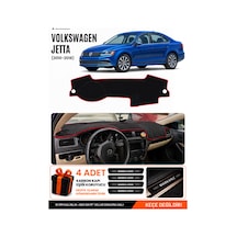 Volkswagen Jetta 2010-2018 Uyumlu Torpido Örtüsü, Torpido Kılıfı - Siyah-kırmızı - Vw013