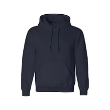Modi Green Basic Dokulu Erkek Günlük Stil Derin Lacivert Kapüşonlu Hoodie Sw
