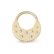 Lilarote Tırtıklı Taşlı Altın Helix Piercing
