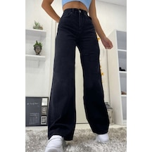 Woddi Çnr Kadın Yüksek Bel Siyah Salaş Jeans Likralı Esnek Kot Pantolon Yeni Hsn-6