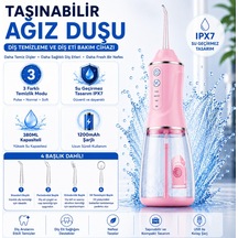 Polham Taşınabilir Şarjlı Ağız Duşu 380 Ml Diş Ve Diş Eti Bakım Cihazı ,1200 Mah, Ipx7 Su Geçirmez, 3 Temizlik Modlu, 4 Başlıklı