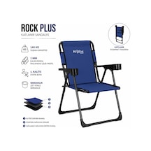 Katlanır Piknik Ve Kamp Sandalyesi - Bardaklıklı - Rock Plus - Lacivert Çok Renkli