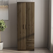 Merlin 2 Kapaklı, Çekmeceli Gardırop, Yatak Odası Dolap, Elbise Dolabı İstanbul Ceviz - 172 Cm / İstanbul Ceviz