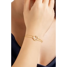 So Chic Yıldızlar Geçidi 18 Ayar Sarı Altın Kaplama 19 Cm Gümüş Bileklik Sarı