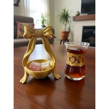 Fiyonk Tasarımlı Altın Kahve Yanı Çikolatalık 6 Lı Set Dekoratif Lokumluk & Kahve Sunum Aksesuarı 6 Adet