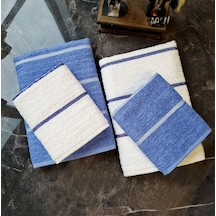Navy 50 x 85 ve 70 x140 CM 4'lü Banyo Havlu Seti Mavi-beyaz Mavi - Beyaz