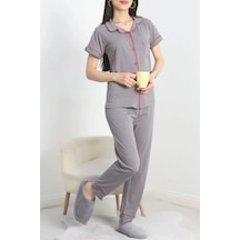 Seka Store Seka Süprem Düğmeli Pijama Takımı Füme - 30320.1048. Çok Renkli