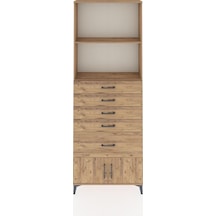 Arges Dolap 2 Raflı 5 Çekmeceli 2 Kapaklı 88x30x243 Çam-çam Çam