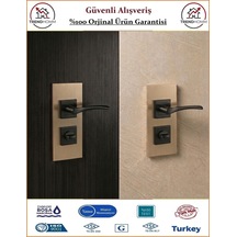 Grossavm Bravo Rozetli Wc Banyo Kapı Kolu - Mat Siyah - 1 Takım Ön Ve Arka